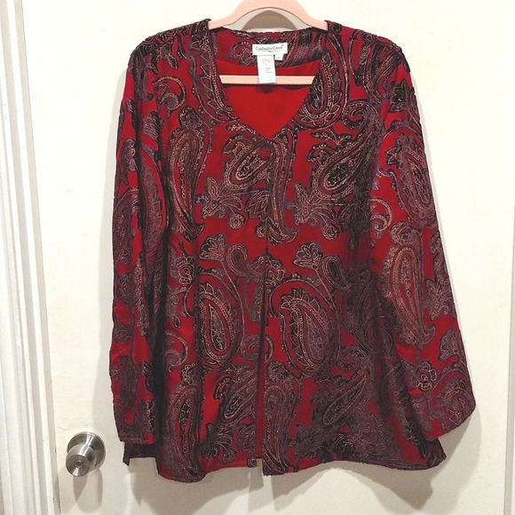 Coldwater Creek Paisley Velvet Flocked Long Sleeve One Button Jacket M Gothic - Picture 1 of 6